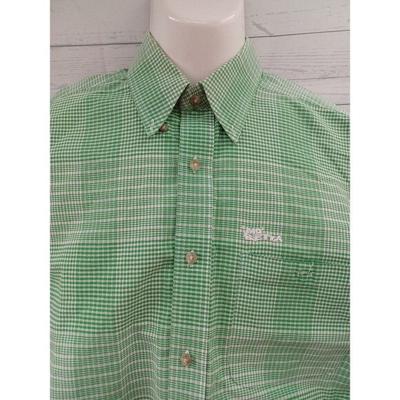 Mo Betta Men's Long Sleeve Shirt Button Up Green White Check Size 16 - Picture 2 of 6